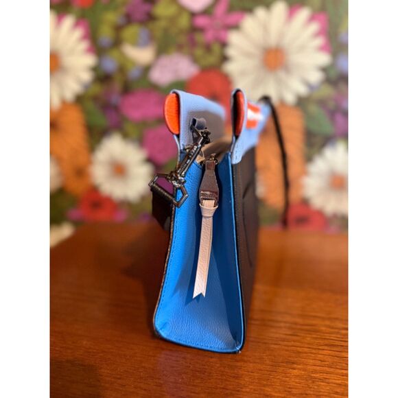 Min & Mon Vali Small Crossbody Handbag All Over Eyes Fur Black / Blue / Orange - Picture 6 of 13